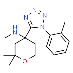 ChemSpider 2D Image | N,2,2-Trimethyl-4-[1-(2-methylphenyl)-1H-tetrazol-5-yl]tetrahydro-2H-pyran-4-amine | C16H23N5O