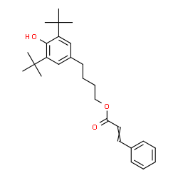 ChemSpider 2D Image | 4-[4-Hydroxy-3,5-bis(2-methyl-2-propanyl)phenyl]butyl 3-phenylacrylate | C27H36O3