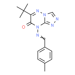 ChemSpider 2D Image | 8-[(4-Methylbenzylidene)amino]-6-(2-methyl-2-propanyl)[1,2,4]triazolo[4,3-b][1,2,4]triazin-7(8H)-one | C16H18N6O