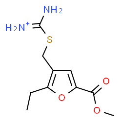 ChemSpider 2D Image | Amino({[2-ethyl-5-(methoxycarbonyl)-3-furyl]methyl}sulfanyl)methaniminium | C10H15N2O3S