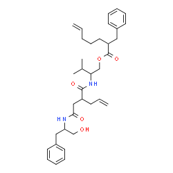 ChemSpider 2D Image | 2-[(2-{2-[(1-Hydroxy-3-phenyl-2-propanyl)amino]-2-oxoethyl}-4-pentenoyl)amino]-3-methylbutyl 2-benzyl-6-heptenoate | C35H48N2O5