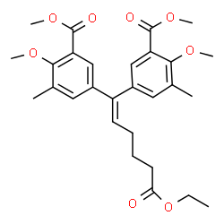 ChemSpider 2D Image | Ethyl 6,6-bis[3-methyl-4-methoxy-5-(methoxycarbonyl)phenyl]hex-5-enoate | C28H34O8