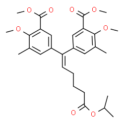 ChemSpider 2D Image | Methylethyl 6,6-bis[3-methyl-4-methoxy-5-(methoxycarbonyl)phenyl]hex-5-enoate | C29H36O8