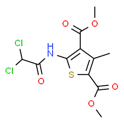 ChemSpider 2D Image | Dimethyl 5-[(dichloroacetyl)amino]-3-methyl-2,4-thiophenedicarboxylate | C11H11Cl2NO5S