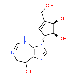 ChemSpider 2D Image | (1S,2R,5R)-5-(8-Hydroxy-7,8-dihydroimidazo[4,5-d][1,3]diazepin-3(4H)-yl)-3-(hydroxymethyl)-3-cyclopentene-1,2-diol | C12H16N4O4