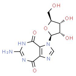 ChemSpider 2D Image | 6-Amino-1-(beta-L-ribofuranosyl)imidazo[4,5-e][1,3]diazepine-4,8(1H,7H)-dione | C11H13N5O6