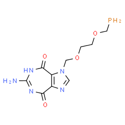 ChemSpider 2D Image | 6-Amino-1-{[2-(phosphinomethoxy)ethoxy]methyl}imidazo[4,5-e][1,3]diazepine-4,8(1H,7H)-dione | C10H14N5O4P