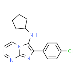 ChemSpider 2D Image | 2-(4-Chlorophenyl)-N-cyclopentylimidazo[1,2-a]pyrimidin-3-amine | C17H17ClN4