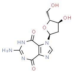 ChemSpider 2D Image | 6-Amino-1-(2-deoxy-alpha-D-erythro-pentofuranosyl)imidazo[4,5-e][1,3]diazepine-4,8(1H,7H)-dione | C11H13N5O5