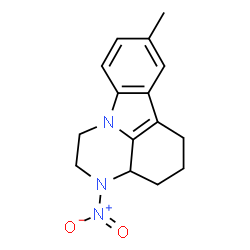 ChemSpider 2D Image | 8-Methyl-3-nitro-2,3,3a,4,5,6-hexahydro-1H-pyrazino[3,2,1-jk]carbazole | C15H17N3O2