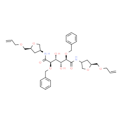 ChemSpider 2D Image | (2R,3R,4R,5R)-N-{(3S,5S)-5-[(Allyloxy)methyl]tetrahydro-3-furanyl}-N'-{(5S)-5-[(allyloxy)methyl]tetrahydro-3-furanyl}-2,5-bis(benzyloxy)-3,4-dihydroxyhexanediamide | C36H48N2O10