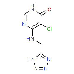 ChemSpider 2D Image | 5-Chloro-6-[(1H-tetrazol-5-ylmethyl)amino]-4(3H)-pyrimidinone | C6H6ClN7O