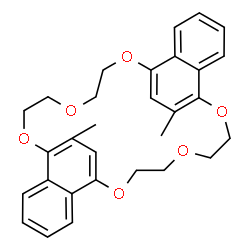 ChemSpider 2D Image | 31,33-Dimethyl-2,5,8,17,20,23-hexaoxapentacyclo[22.6.2.2~9,16~.0~10,15~.0~25,30~]tetratriaconta-1(31),9(34),10,12,14,16(33),24(32),25,27,29-decaene | C30H32O6