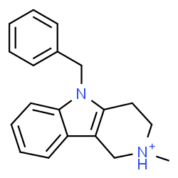 ChemSpider 2D Image | 5-Benzyl-2-methyl-2,3,4,5-tetrahydro-1H-pyrido[4,3-b]indol-2-ium | C19H21N2