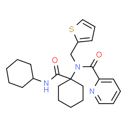 ChemSpider 2D Image | N-[1-(Cyclohexylcarbamoyl)cyclohexyl]-N-(2-thienylmethyl)-2-pyridinecarboxamide | C24H31N3O2S