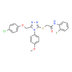 ChemSpider 2D Image | 2-({5-[(4-Chlorophenoxy)methyl]-4-(4-methoxyphenyl)-4H-1,2,4-triazol-3-yl}sulfanyl)-N-(2-fluorophenyl)acetamide | C24H20ClFN4O3S