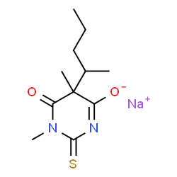 ChemSpider 2D Image | Sodium 1,5-dimethyl-6-oxo-5-(2-pentanyl)-2-thioxo-1,2,5,6-tetrahydro-4-pyrimidinolate | C11H17N2NaO2S