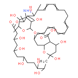 ChemSpider 2D Image | 33-[(3-Amino-3,6-dideoxyhexopyranosyl)oxy]-1,3,4,7,9,11,17,37-octahydroxy-15,16,18-trimethyl-13-oxo-14,39-dioxabicyclo[33.3.1]nonatriaconta-19,21,25,27,29,31-hexaene-36-carboxylic acid | C47H75NO17