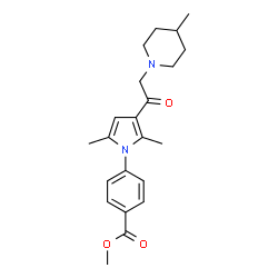 ChemSpider 2D Image | Methyl 4-{2,5-dimethyl-3-[(4-methyl-1-piperidinyl)acetyl]-1H-pyrrol-1-yl}benzoate | C22H28N2O3