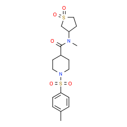 ChemSpider 2D Image | N-(1,1-Dioxidotetrahydro-3-thiophenyl)-N-methyl-1-[(4-methylphenyl)sulfonyl]-4-piperidinecarboxamide | C18H26N2O5S2