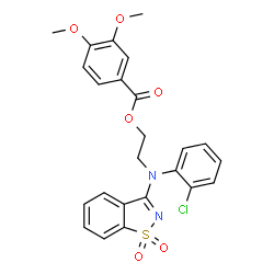 ChemSpider 2D Image | 2-[(2-Chlorophenyl)(1,1-dioxido-1,2-benzothiazol-3-yl)amino]ethyl 3,4-dimethoxybenzoate | C24H21ClN2O6S