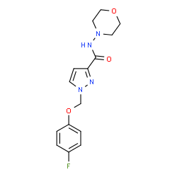ChemSpider 2D Image | 1-[(4-Fluorophenoxy)methyl]-N-(4-morpholinyl)-1H-pyrazole-3-carboxamide | C15H17FN4O3