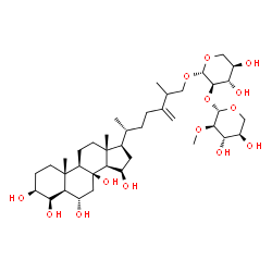 ChemSpider 2D Image | (3beta,4beta,5alpha,6alpha,15beta)-3,4,6,8,15-Pentahydroxyergost-24(28)-en-26-yl 2-O-(2-O-methyl-beta-D-xylopyranosyl)-beta-D-xylopyranoside | C39H66O14