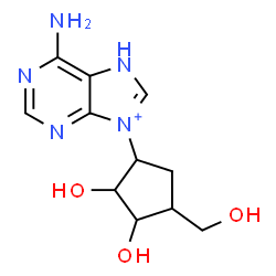 ChemSpider 2D Image | 6-Amino-9-[2,3-dihydroxy-4-(hydroxymethyl)cyclopentyl]-7H-purin-9-ium | C11H16N5O3