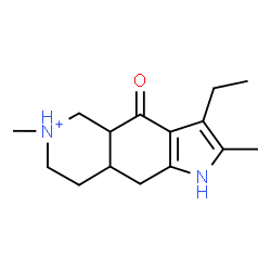 ChemSpider 2D Image | 3-Ethyl-2,6-dimethyl-4-oxo-4,4a,5,6,7,8,8a,9-octahydro-1H-pyrrolo[2,3-g]isoquinolin-6-ium | C15H23N2O