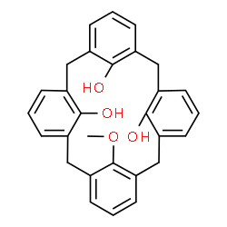 ChemSpider 2D Image | 28-Methoxypentacyclo[19.3.1.1~3,7~.1~9,13~.1~15,19~]octacosa-1(25),3(28),4,6,9(27),10,12,15(26),16,18,21,23-dodecaene-25,26,27-triol | C29H26O4