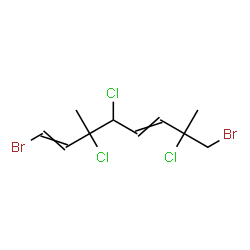 ChemSpider 2D Image | 1,8-Dibromo-3,4,7-trichloro-3,7-dimethyl-1,5-octadiene | C10H13Br2Cl3
