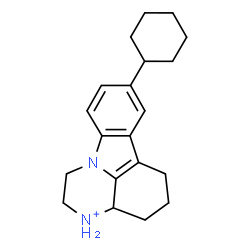 ChemSpider 2D Image | 8-Cyclohexyl-2,3,3a,4,5,6-hexahydro-1H-pyrazino[3,2,1-jk]carbazol-3-ium | C20H27N2