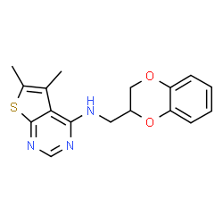 ChemSpider 2D Image | N-(2,3-Dihydro-1,4-benzodioxin-2-ylmethyl)-5,6-dimethylthieno[2,3-d]pyrimidin-4-amine | C17H17N3O2S