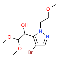 ChemSpider 2D Image | 1-[4-Bromo-1-(2-methoxyethyl)-1H-pyrazol-5-yl]-2,2-dimethoxyethanol | C10H17BrN2O4