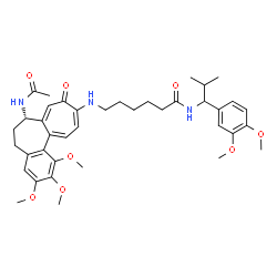 ChemSpider 2D Image | 6-{[(7S)-7-Acetamido-1,2,3-trimethoxy-9-oxo-5,6,7,9-tetrahydrobenzo[a]heptalen-10-yl]amino}-N-[1-(3,4-dimethoxyphenyl)-2-methylpropyl]hexanamide | C39H51N3O8