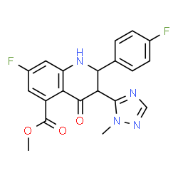 ChemSpider 2D Image | Methyl 7-fluoro-2-(4-fluorophenyl)-3-(1-methyl-1H-1,2,4-triazol-5-yl)-4-oxo-1,2,3,4-tetrahydro-5-quinolinecarboxylate | C20H16F2N4O3