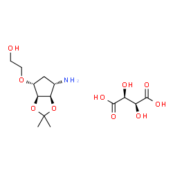 ChemSpider 2D Image | (2S,3S)-2,3-Dihydroxysuccinic acid - 2-{[(3aS,4R,6S,6aR)-6-amino-2,2-dimethyltetrahydro-3aH-cyclopenta[d][1,3]dioxol-4-yl]oxy}ethanol (1:1) | C14H25NO10