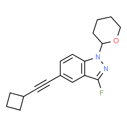 ChemSpider 2D Image | 5-(Cyclobutylethynyl)-3-fluoro-1-(tetrahydro-2H-pyran-2-yl)-1H-indazole | C18H19FN2O