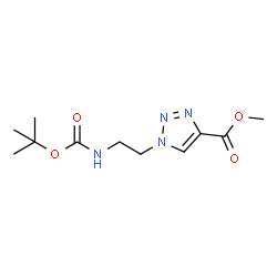 ChemSpider 2D Image | Methyl 1-[2-({[(2-methyl-2-propanyl)oxy]carbonyl}amino)ethyl]-1H-1,2,3-triazole-4-carboxylate | C11H18N4O4