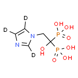 ChemSpider 2D Image | {1-Hydroxy-2-[(~2~H_3_)-1H-imidazol-1-yl]-1,1-ethanediyl}bis(phosphonic acid) | C5H7D3N2O7P2