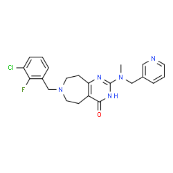 ChemSpider 2D Image | 7-(3-Chloro-2-fluorobenzyl)-2-[methyl(3-pyridinylmethyl)amino]-3,5,6,7,8,9-hexahydro-4H-pyrimido[4,5-d]azepin-4-one | C22H23ClFN5O