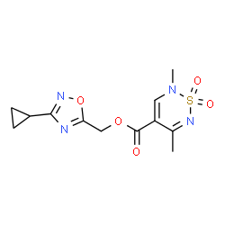 ChemSpider 2D Image | (3-Cyclopropyl-1,2,4-oxadiazol-5-yl)methyl 2,5-dimethyl-2H-1,2,6-thiadiazine-4-carboxylate 1,1-dioxide | C12H14N4O5S