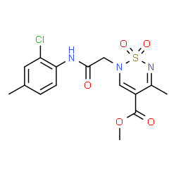 ChemSpider 2D Image | Methyl 2-{2-[(2-chloro-4-methylphenyl)amino]-2-oxoethyl}-5-methyl-2H-1,2,6-thiadiazine-4-carboxylate 1,1-dioxide | C15H16ClN3O5S
