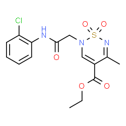 ChemSpider 2D Image | Ethyl 2-{2-[(2-chlorophenyl)amino]-2-oxoethyl}-5-methyl-2H-1,2,6-thiadiazine-4-carboxylate 1,1-dioxide | C15H16ClN3O5S