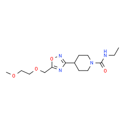 ChemSpider 2D Image | N-Ethyl-4-{5-[(2-methoxyethoxy)methyl]-1,2,4-oxadiazol-3-yl}-1-piperidinecarboxamide | C14H24N4O4