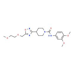 ChemSpider 2D Image | N-(3,4-Dimethoxyphenyl)-4-{5-[(2-methoxyethoxy)methyl]-1,2,4-oxadiazol-3-yl}-1-piperidinecarboxamide | C20H28N4O6