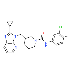 ChemSpider 2D Image | N-(3-Chloro-4-fluorophenyl)-3-[(2-cyclopropyl-3H-imidazo[4,5-b]pyridin-3-yl)methyl]-1-piperidinecarboxamide | C22H23ClFN5O