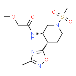 ChemSpider 2D Image | 2-Methoxy-N-[(3S,4S)-4-(3-methyl-1,2,4-oxadiazol-5-yl)-1-(methylsulfonyl)-3-piperidinyl]acetamide | C12H20N4O5S