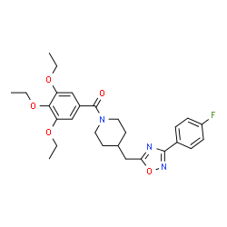 ChemSpider 2D Image | (4-{[3-(4-Fluorophenyl)-1,2,4-oxadiazol-5-yl]methyl}-1-piperidinyl)(3,4,5-triethoxyphenyl)methanone | C27H32FN3O5