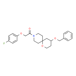 ChemSpider 2D Image | 1-[4-(Benzyloxy)-1-oxa-9-azaspiro[5.5]undec-9-yl]-2-(4-fluorophenoxy)ethanone | C24H28FNO4